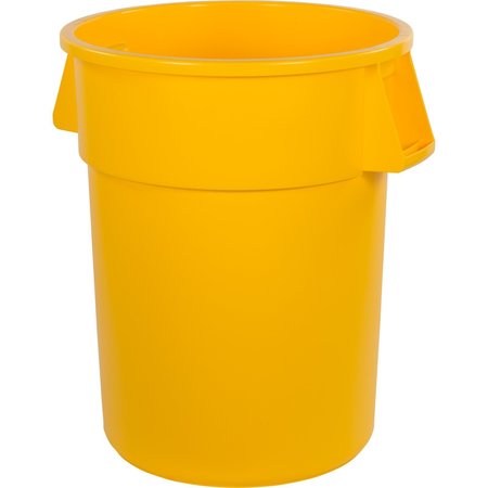 GLOBAL EQUIPMENT Plastic Trash Can with Lid   Dolly - 55 Gallon Yellow 240464YLB